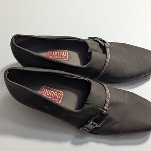 Munro Black Flats with Buckle Detail